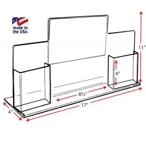 Acrylic Sign Holder with Two 4" Pockets 